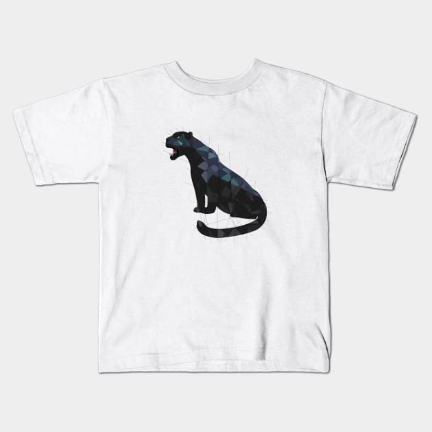 Black Jaguar Kids T-Shirt by Blacklightco